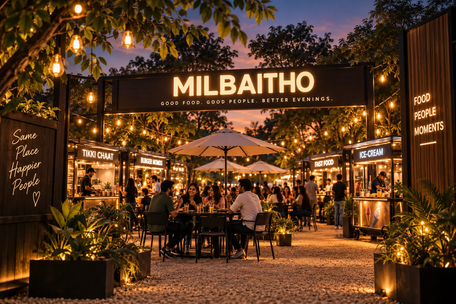 Friends enjoying an evening together at Milbaitho