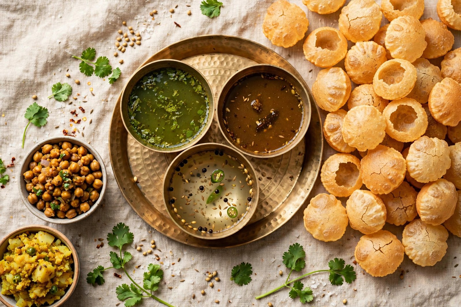 Pani puri vs golgappa vs puchka — three regional pani styles with crisp puris