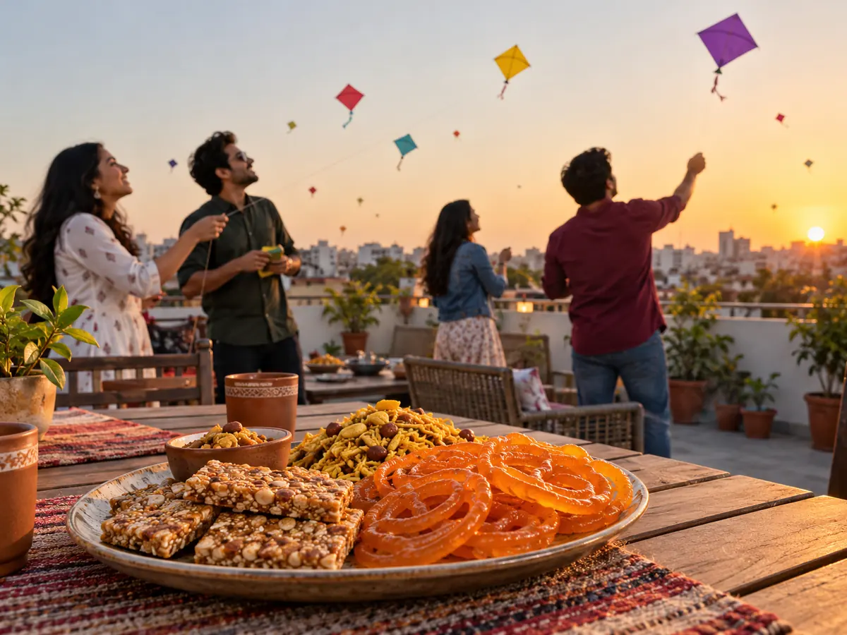 Uttarayan kite festival evening street snacks